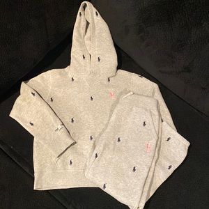 Boys Polo pink pony hoodie and sweat pants.